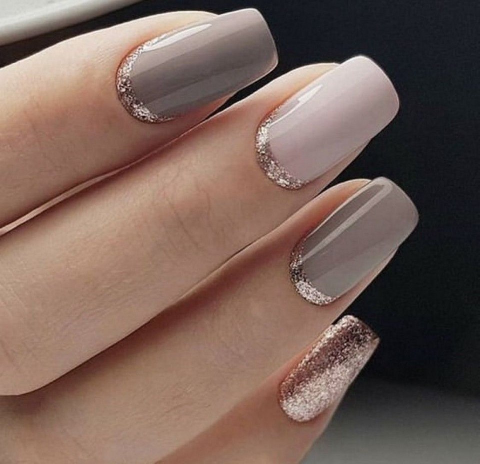 Ногти серо бежевые