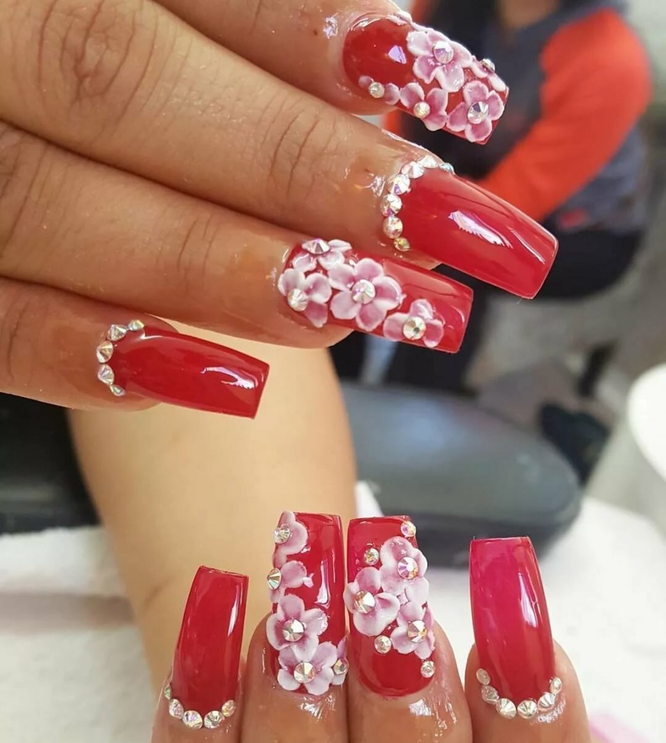 Красные и бордовые ногти