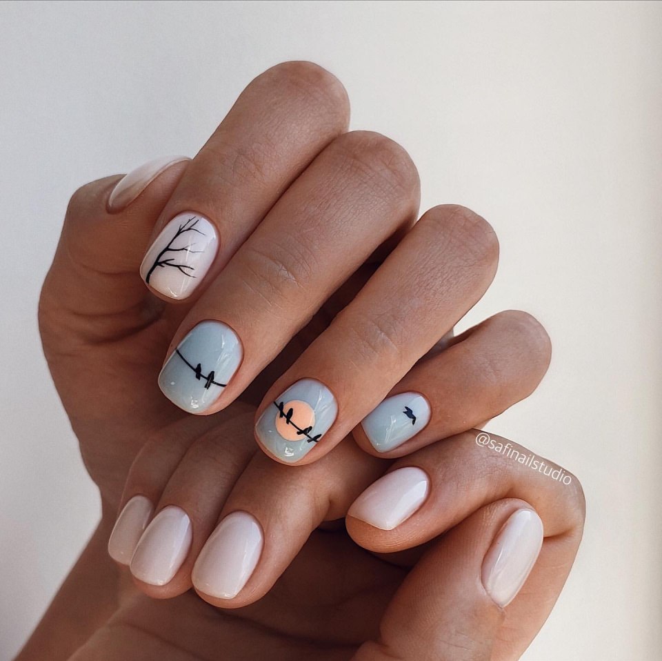 Маникюр на короткие ногти Минимализм