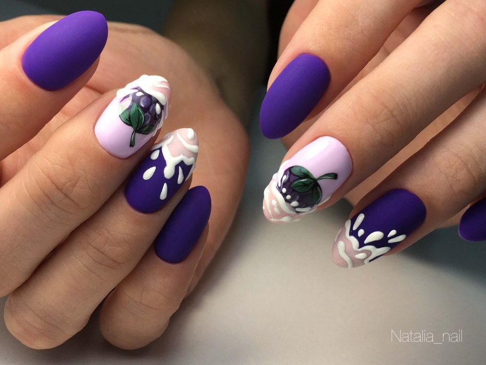 Маникюр на короткие миндалевидные ногти