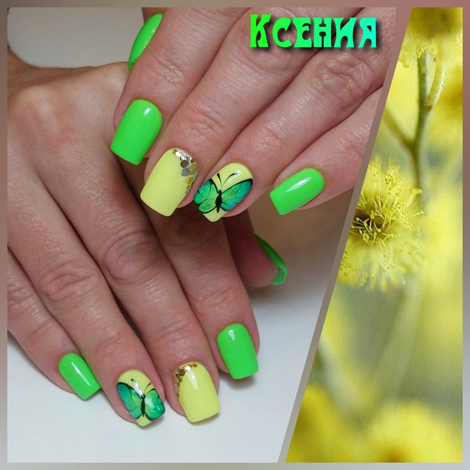 Кислотно зеленый гель лак