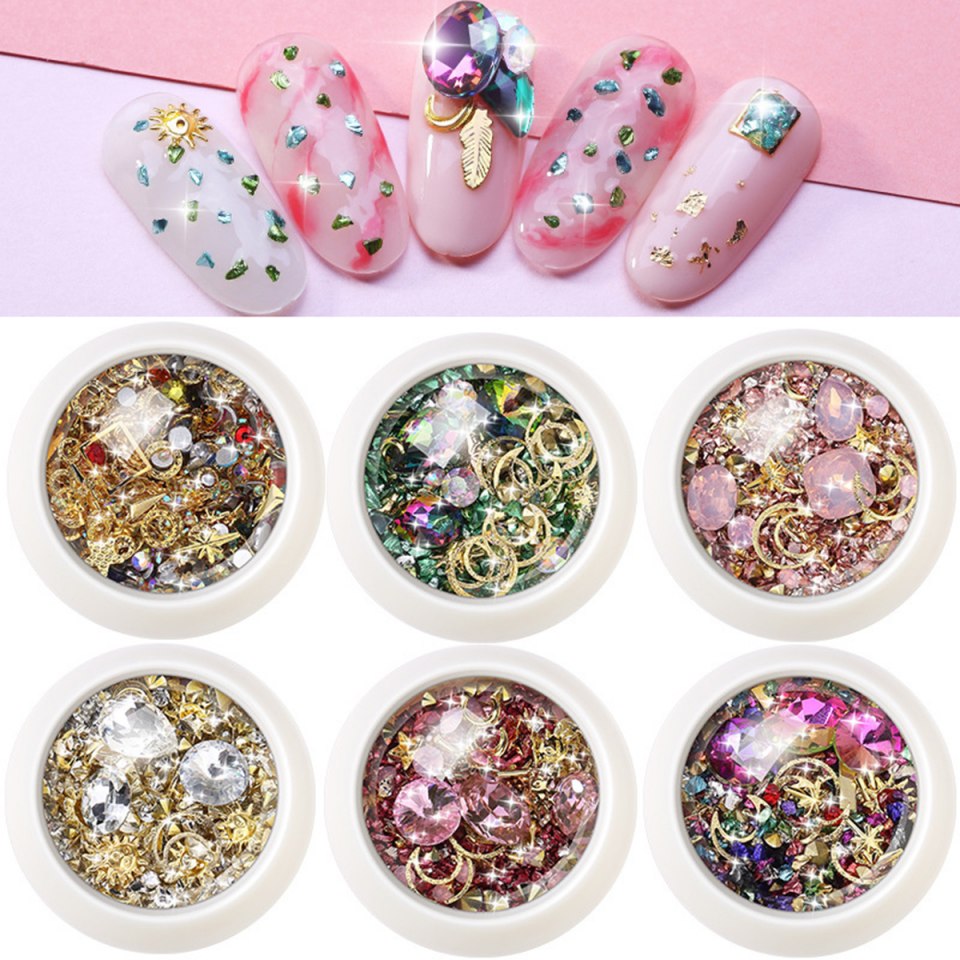 1 Box Mixed colorful Nail Rhinestones for Nails 3d Crystal Stones for Nail Art decorations DIY Design Manicure Nail Accessories