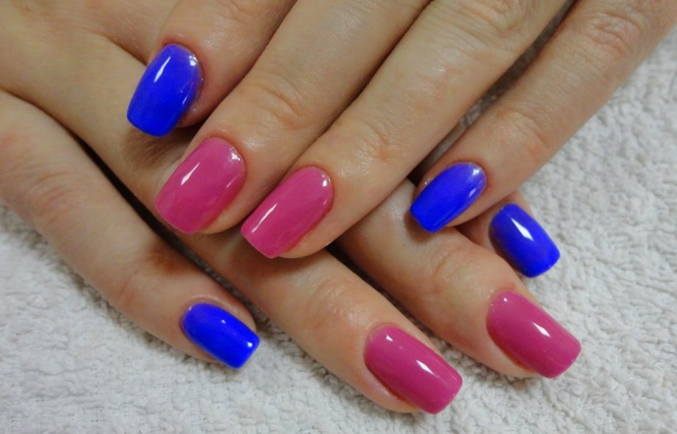 Маникюр гель лаком двумя цветами