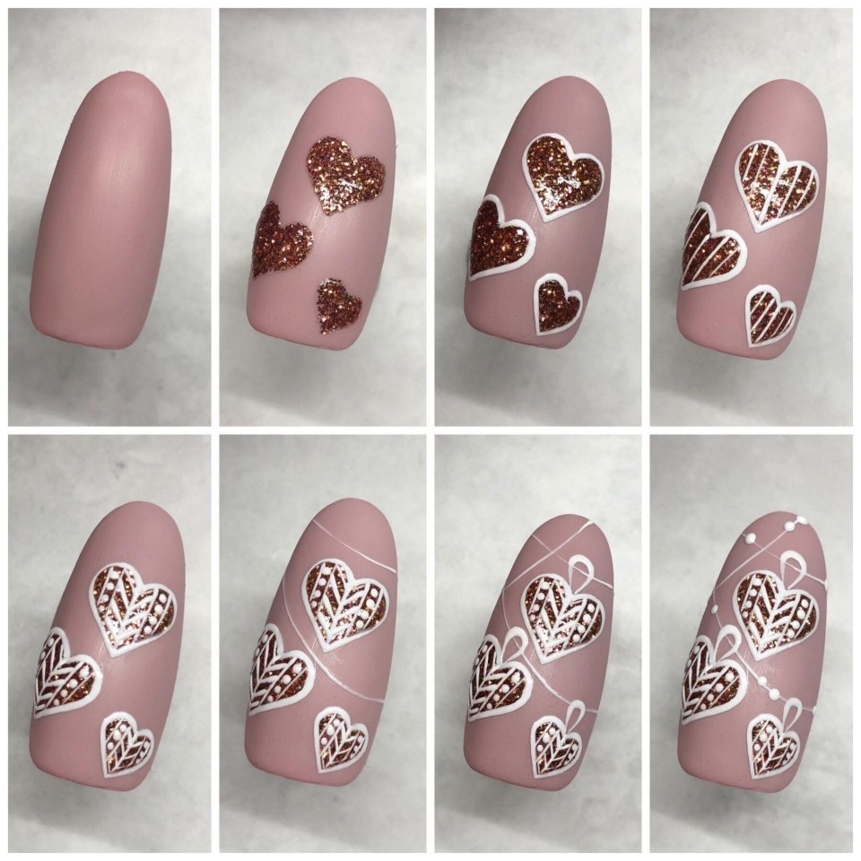 Пошаговые узоры на ногтях