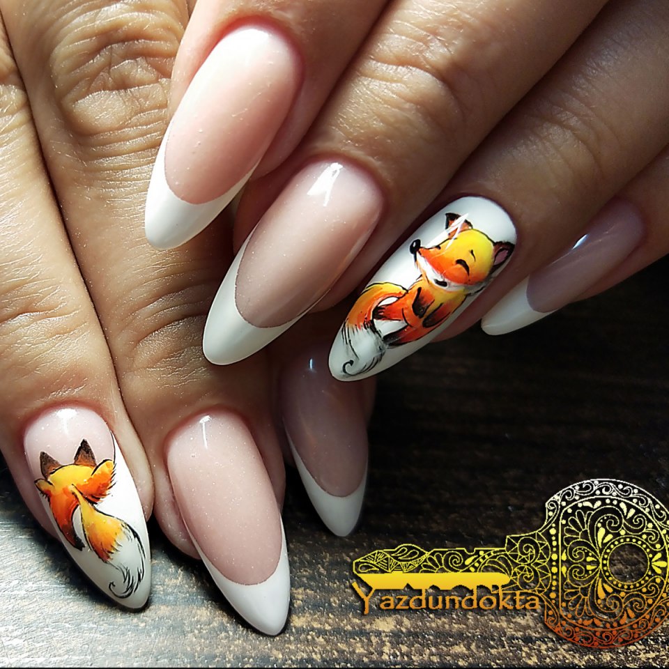 Летний маникюр с животными