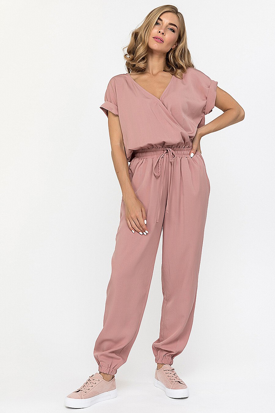 Комбинезон розовый в горох