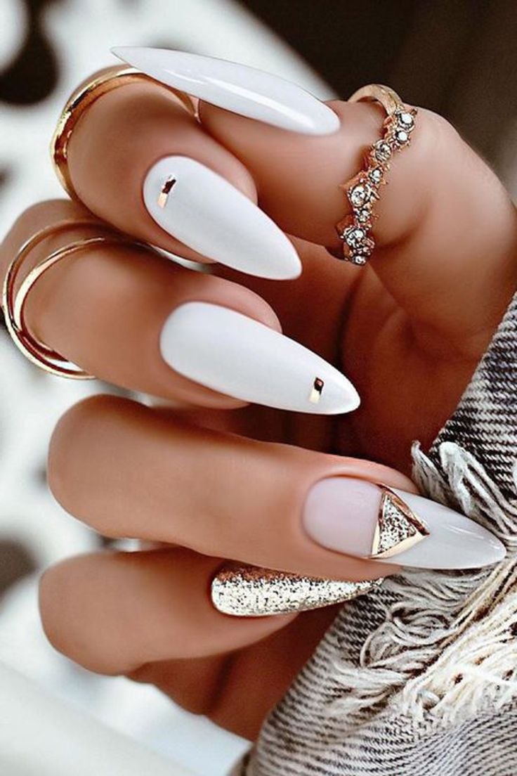 Маникюр на длинные ногти миндалевидной 2020