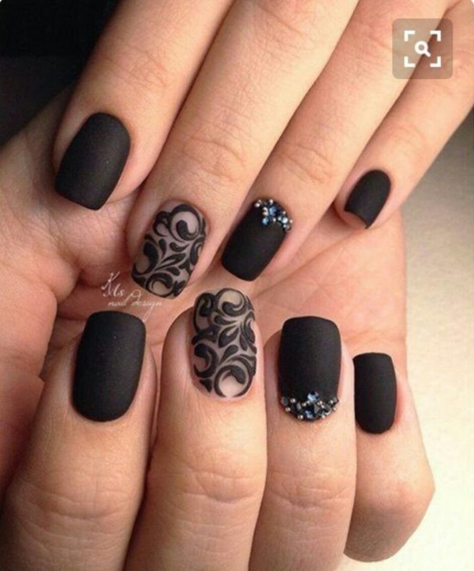 Красивый маникюр с черным цветом
