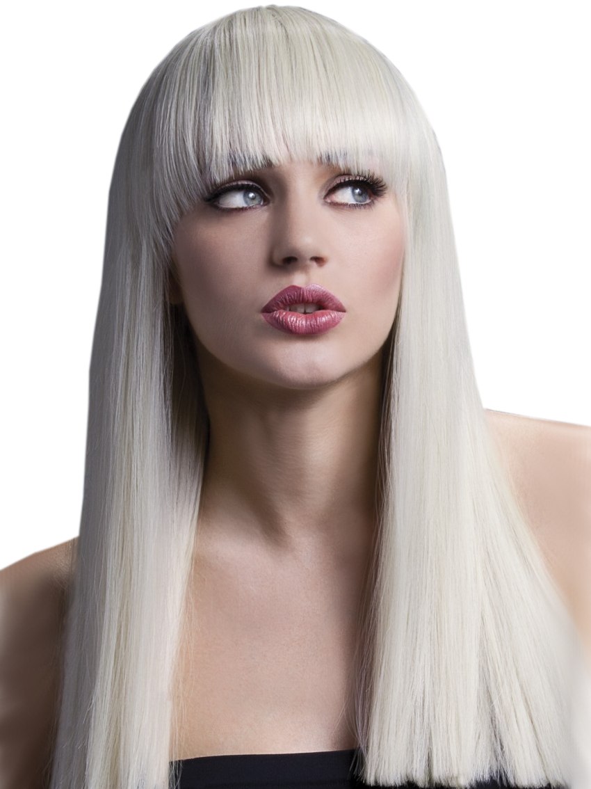 Длинные белые волосы с челкой