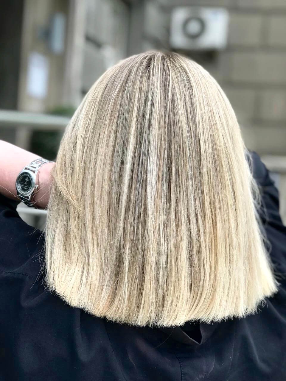 Растяжка шатуш на светлые волосы