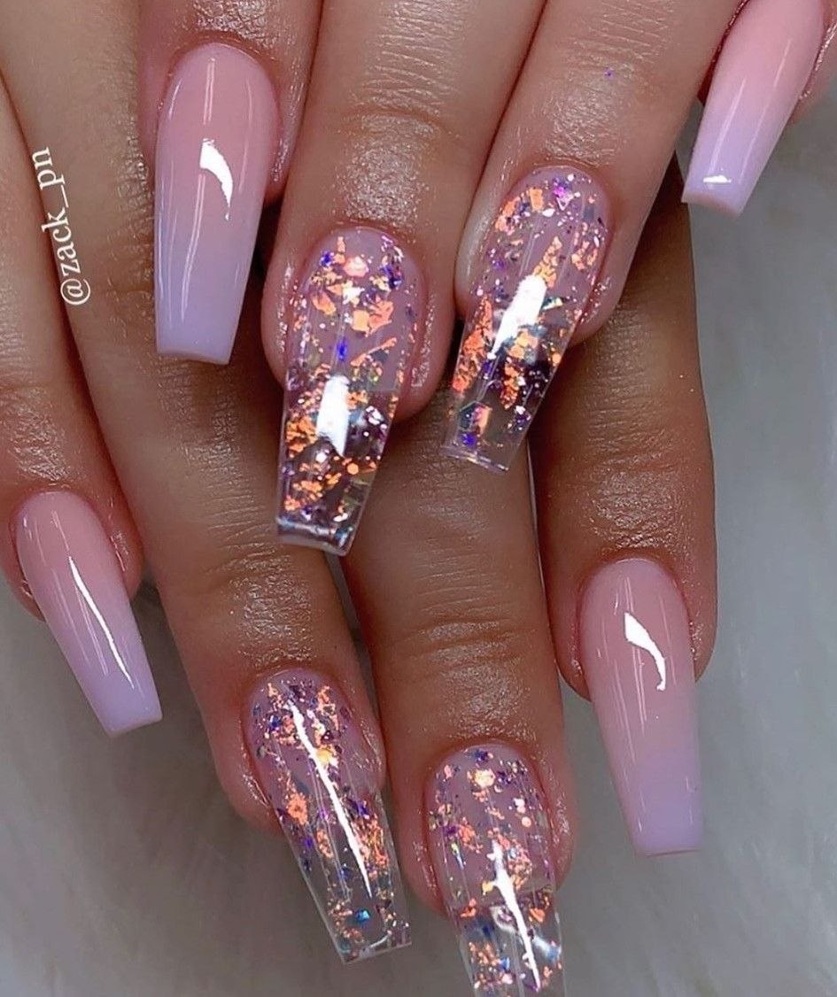 Аквариумный маникюр с блестками