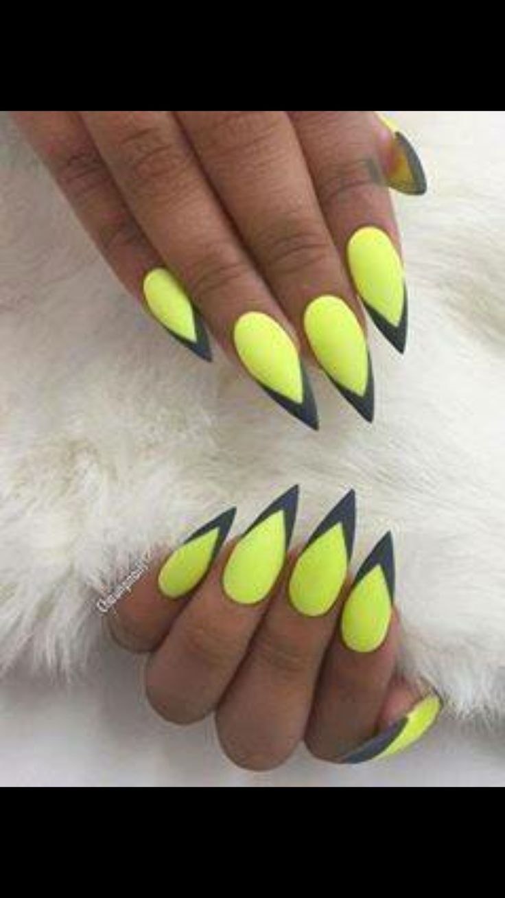 Кислотный маникюр на миндалевидные ногти (43 фото)