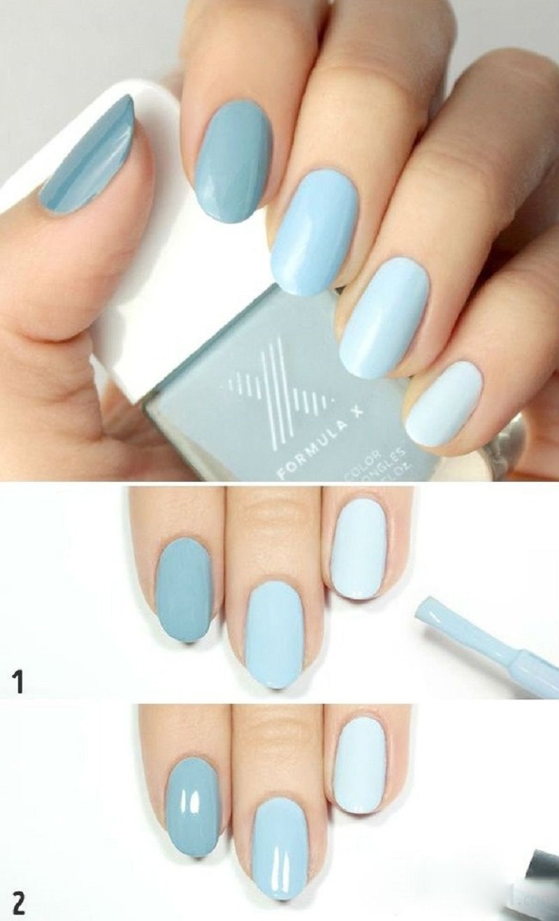 Маникюр в холодных пастельных тонах