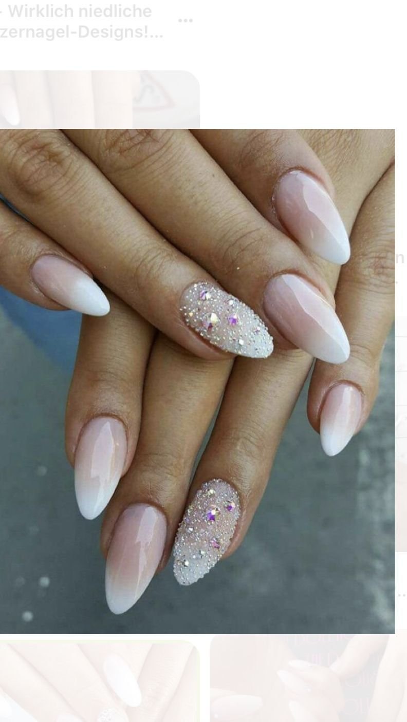 Свадебные ногти миндаль