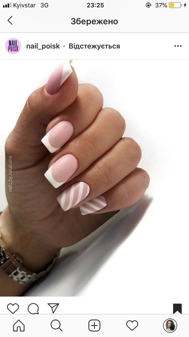 Маникюр френч с полосками