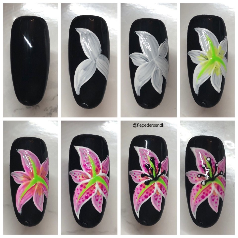 Цветы на ногтях мастер класс