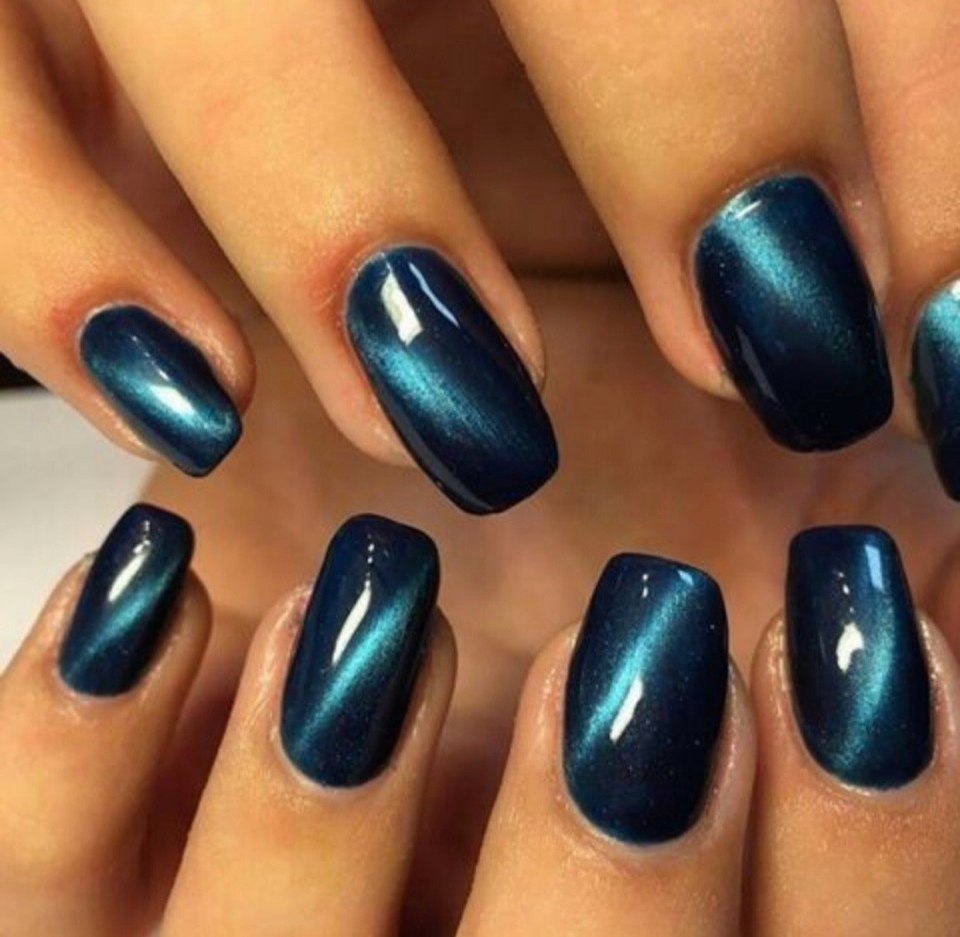 Маникюр 2020 синий кошачий глаз