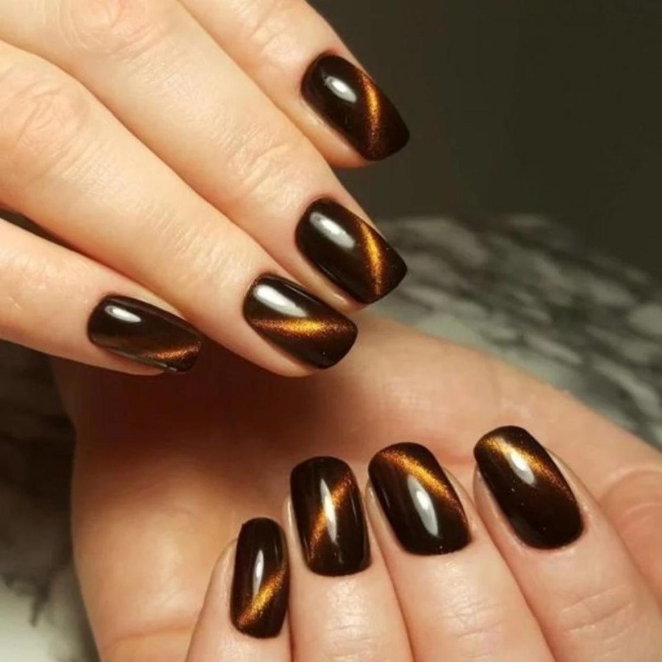 Маникюр кошачий глаз желтый