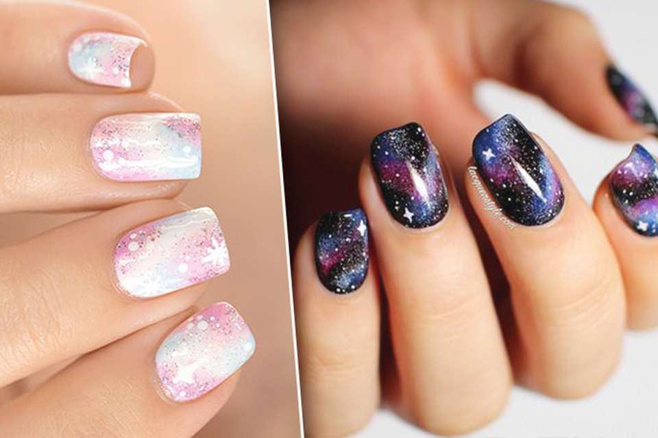 Космический маникюр светлый