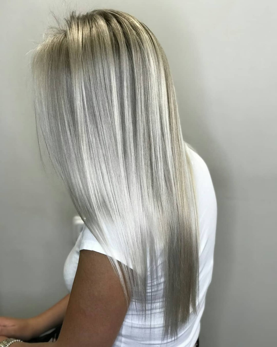 Мелирование волос в белый фото