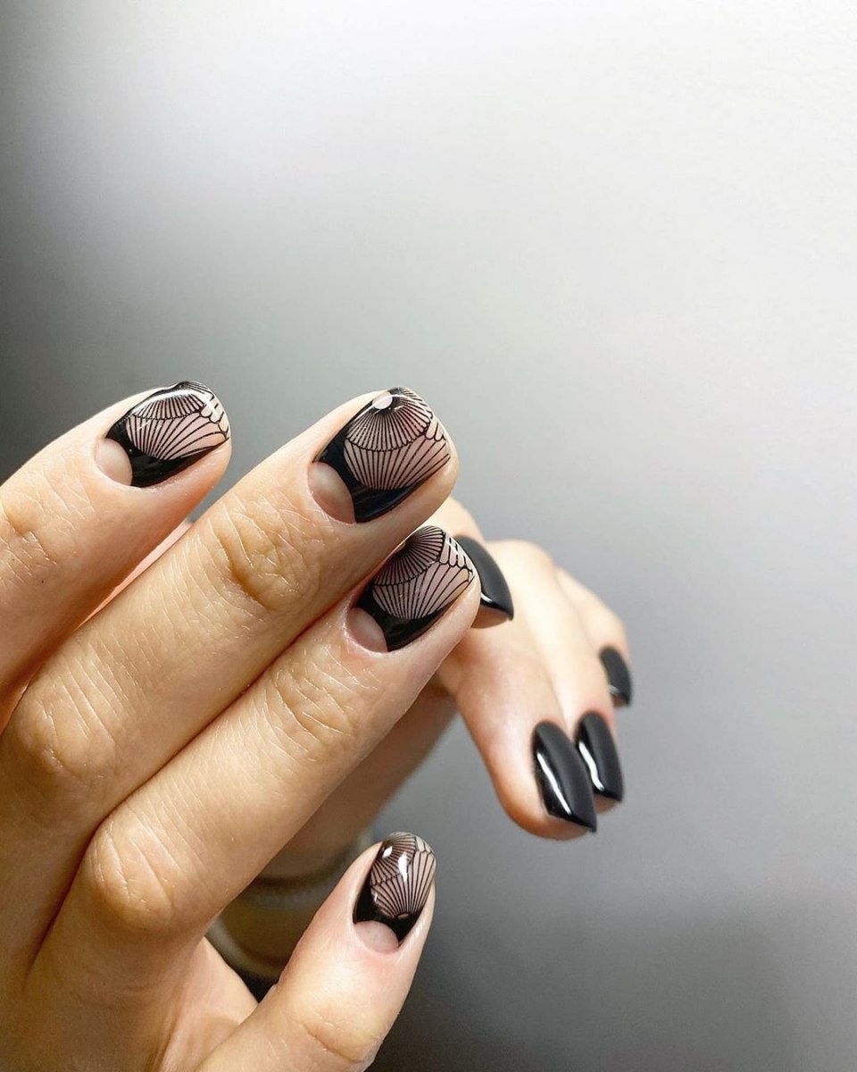 Маникюр черный на короткие ногти необычный
