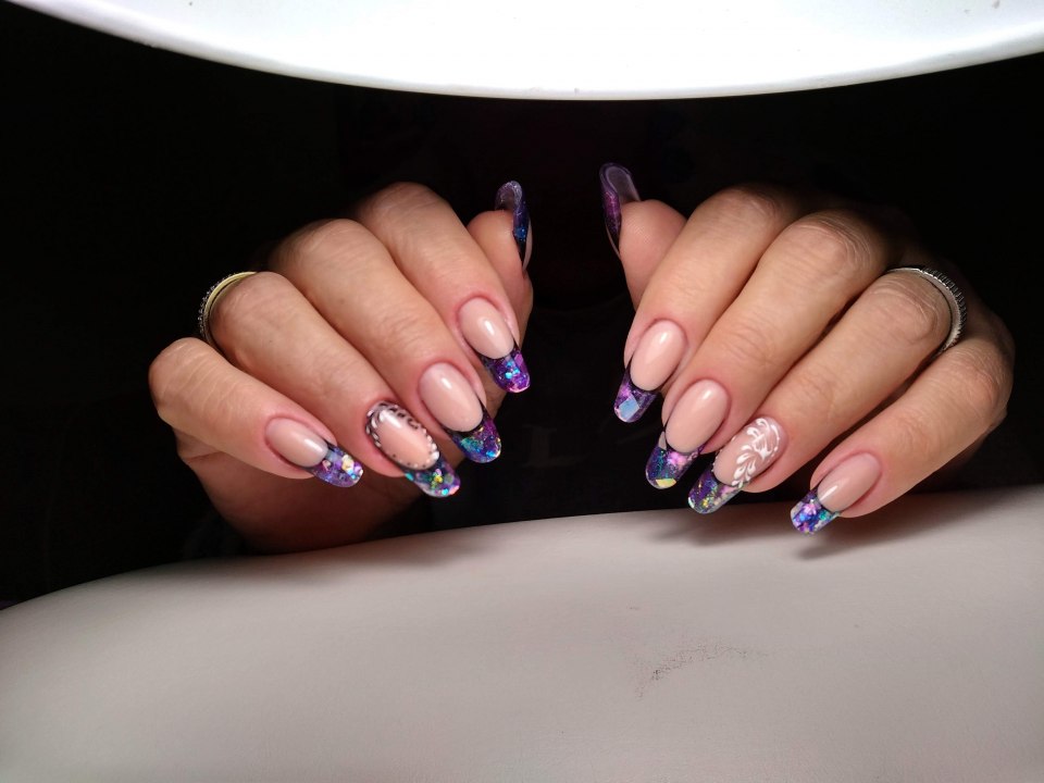 Ногти наращивание френч дизайн листья