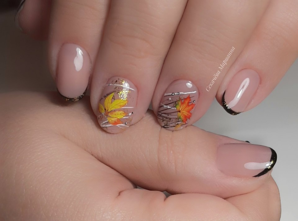 Маникюр осень френч