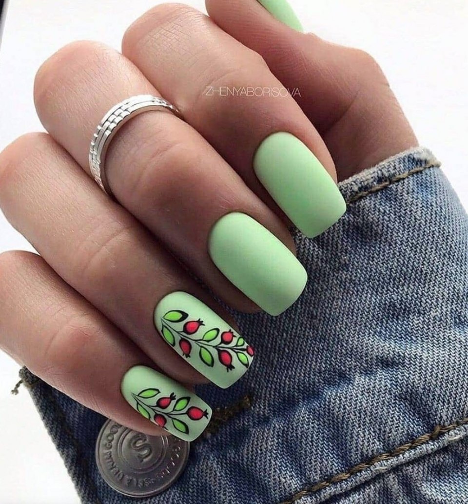 Кислотно зеленый маникюр