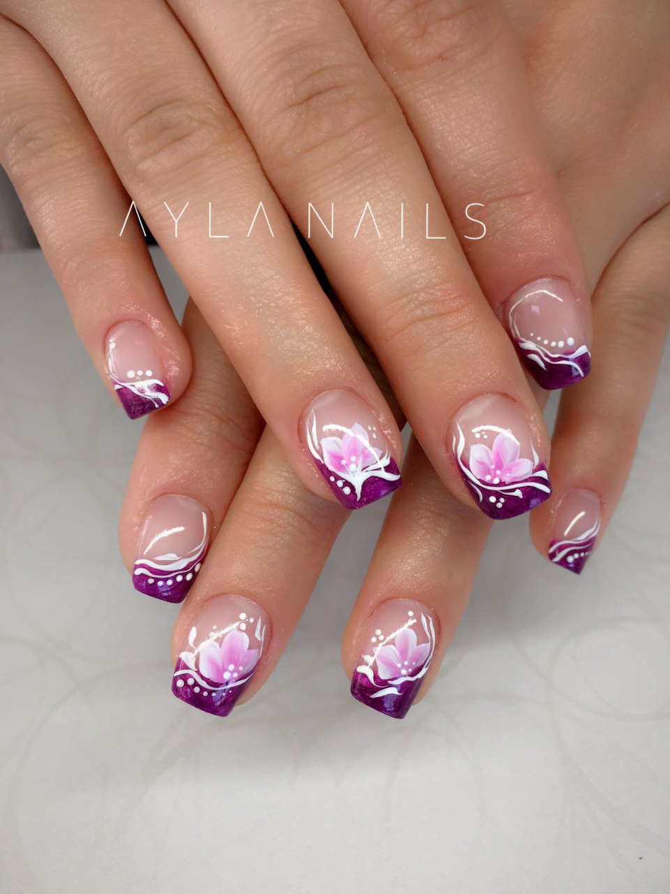 Френч сиреневый с розовым