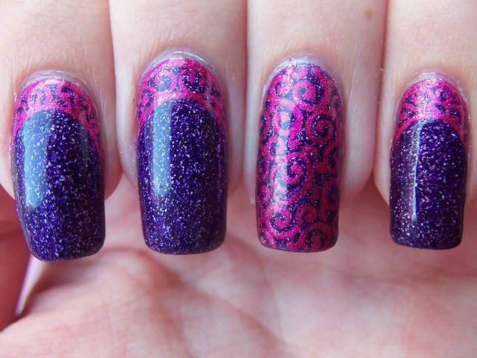 Маникюр руффиан блестками