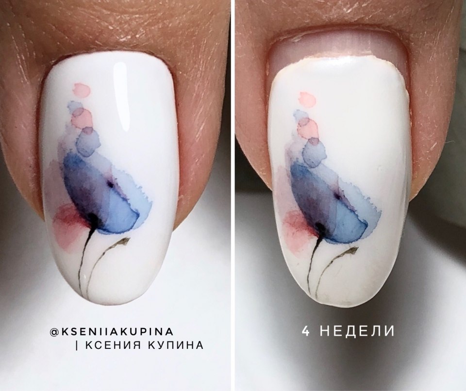 Бежевые ногти с разводами