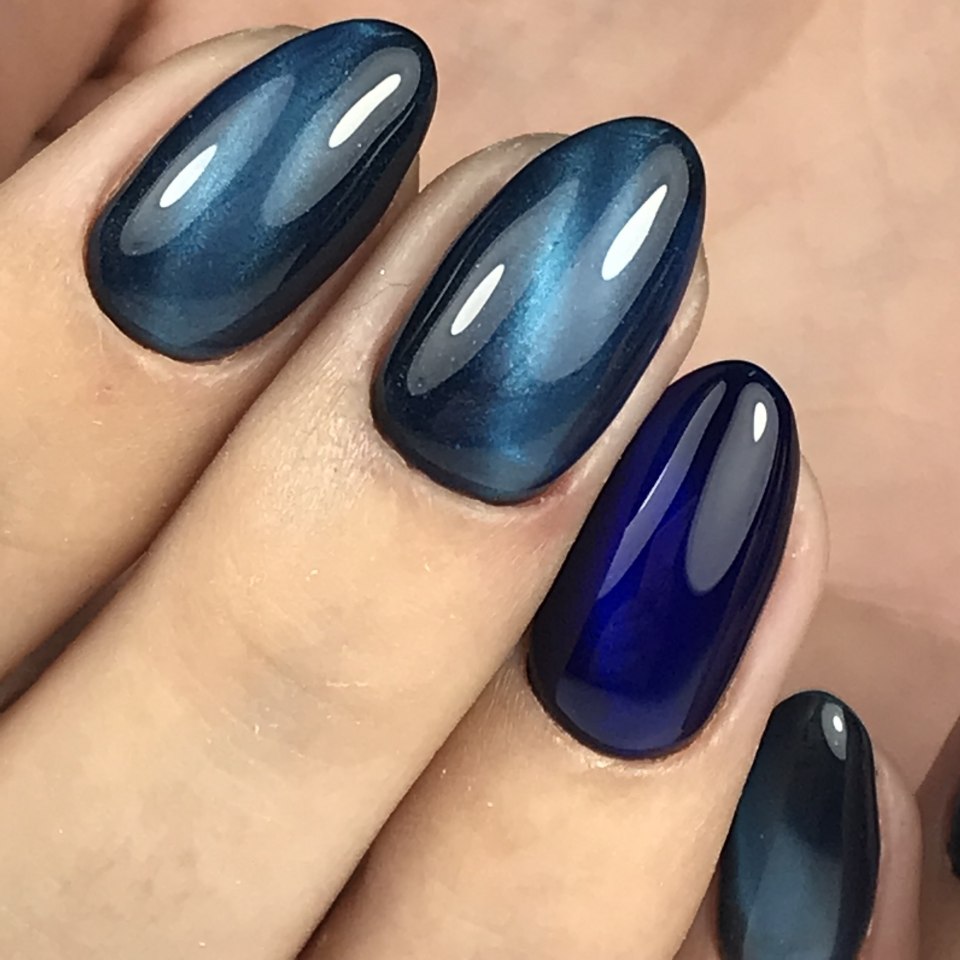 Маникюр 2020 синий кошачий глаз