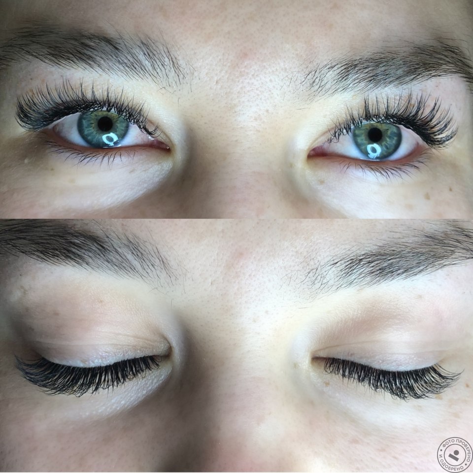 Нарощенные ресницы мокрый эффект 2d