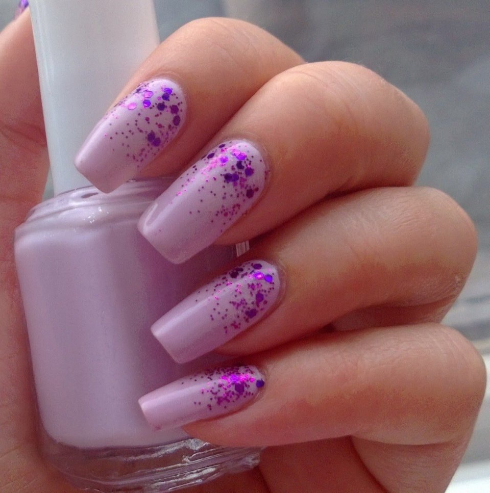 Маникюр на длинные ногтифиооетовый