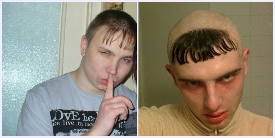 Прическа лысая голова с челкой