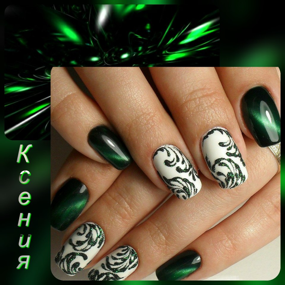 Ногти кошачий глаз синий