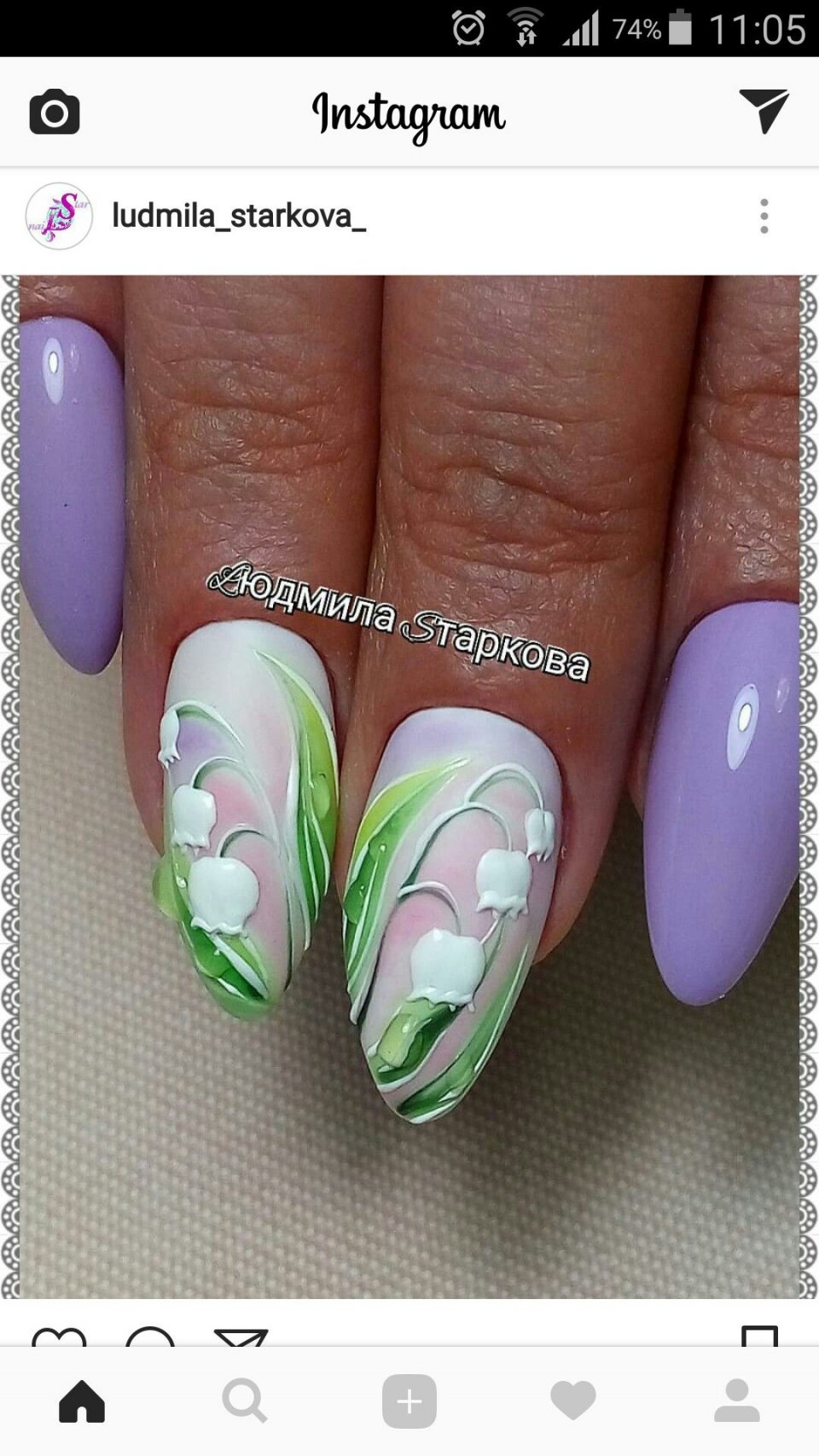 Маникюр с ландышами