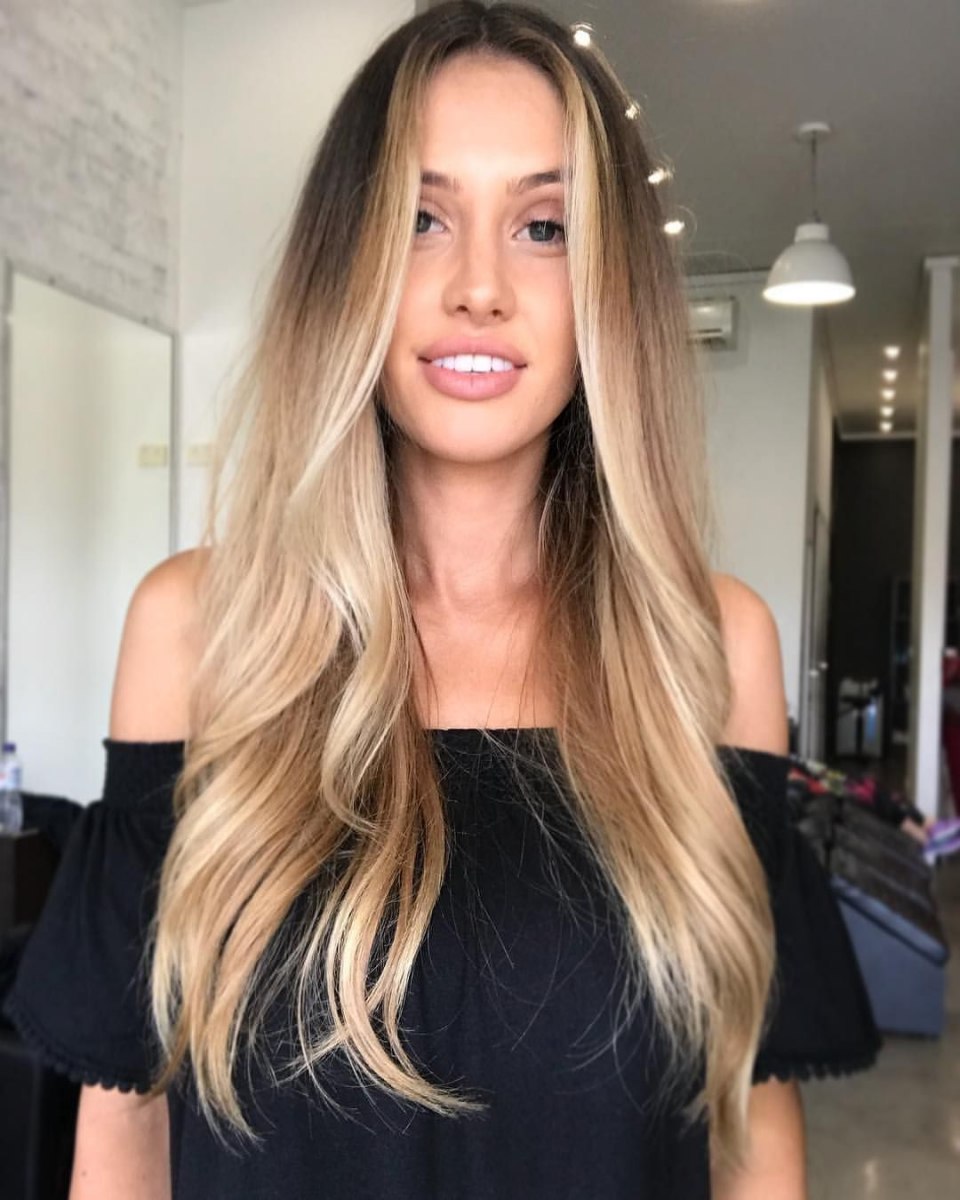 Контуринг волос на русые волосы прямые