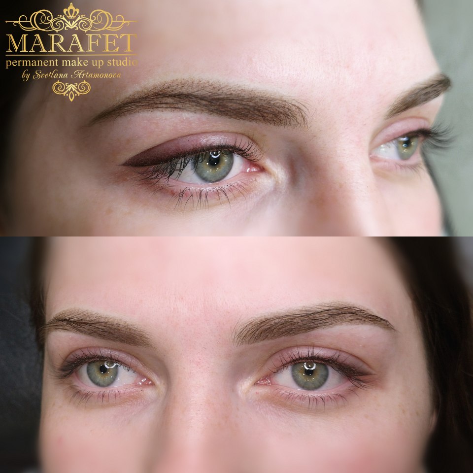 Пудровое напыление бровей