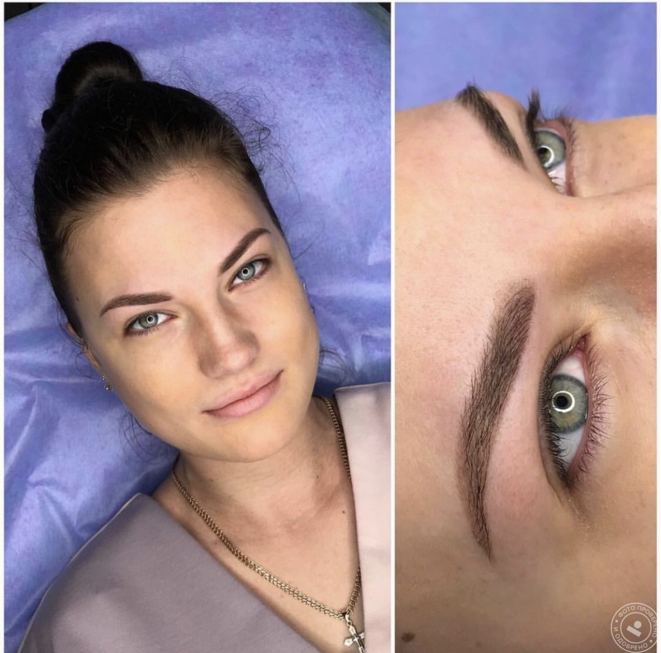 Напыление бровей
