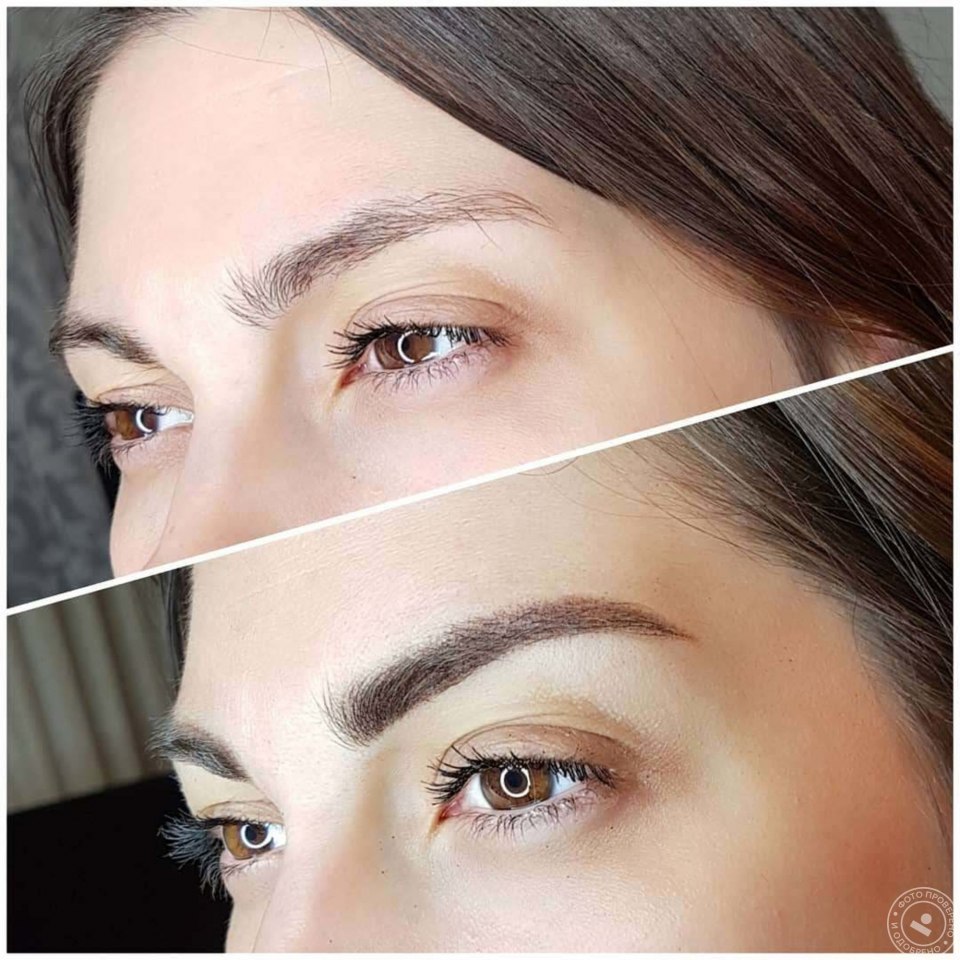Перманентный макияж бровей до и после