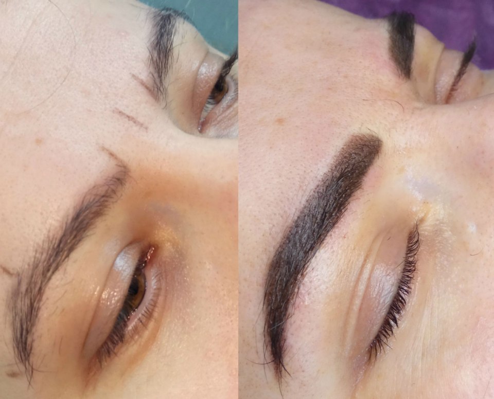 Татуаж бровей пудровая техника