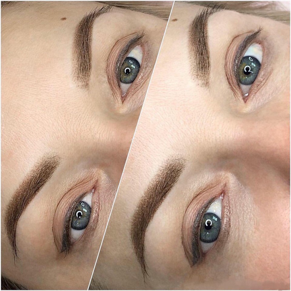 Макияж бровей напыление