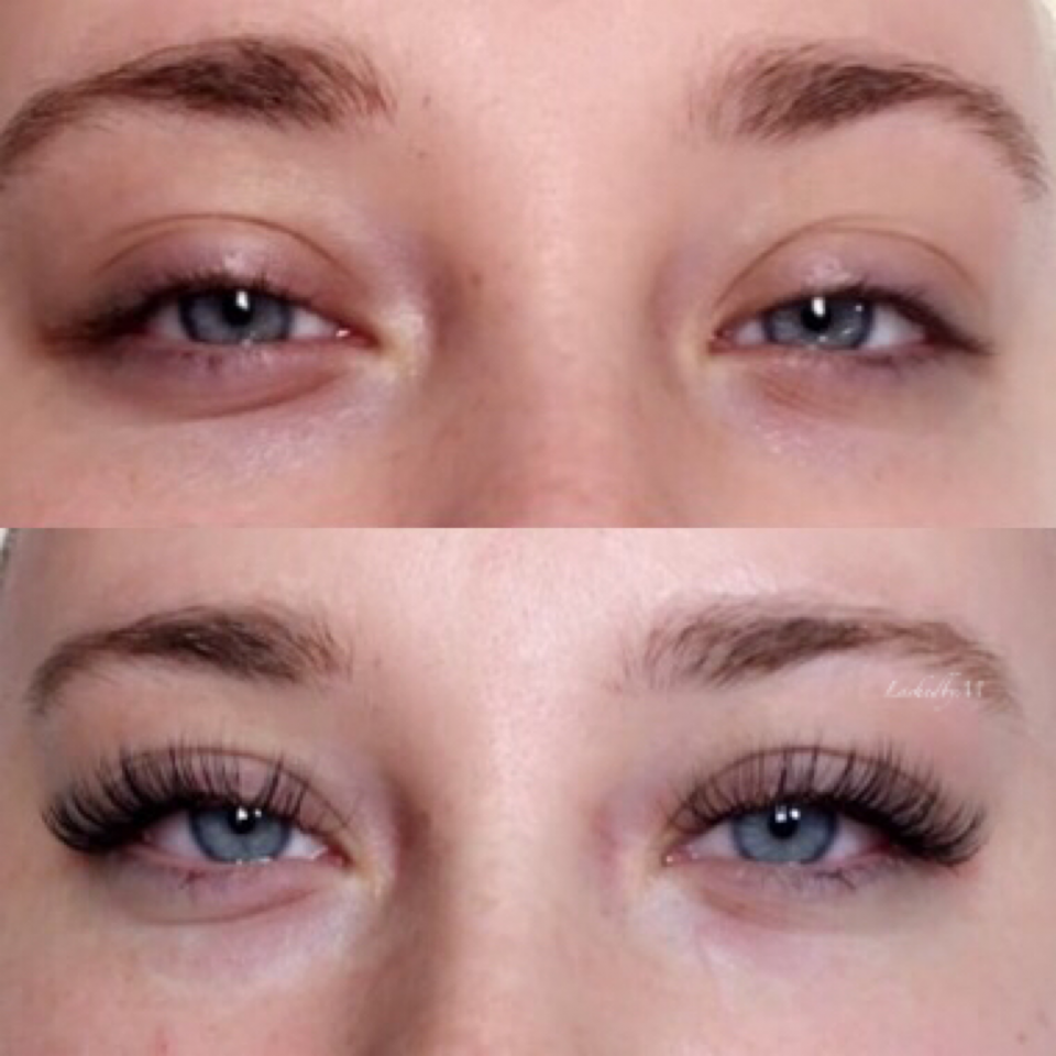 До и после нарощенных ресниц