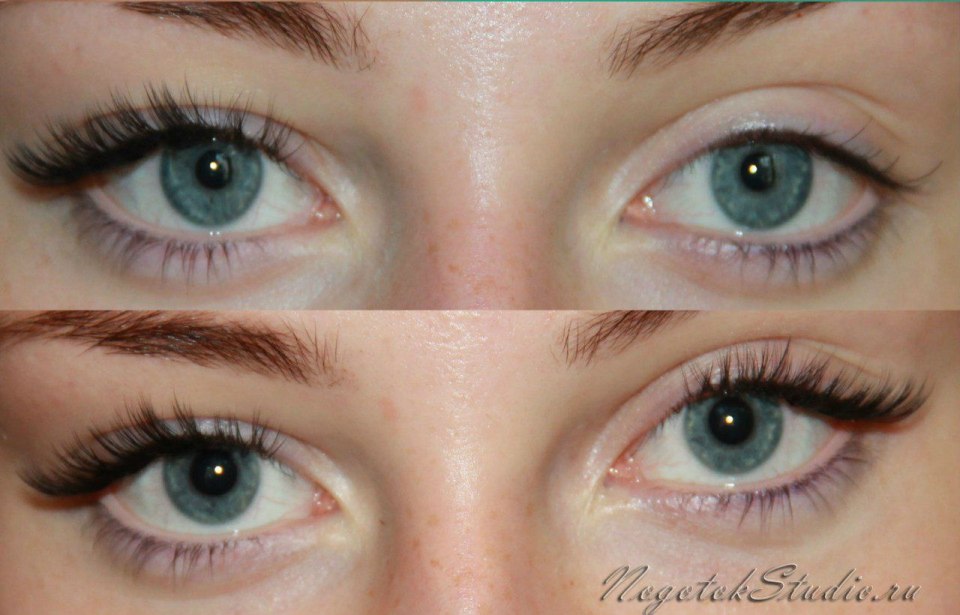 Натуральное наращивание ресниц до и после