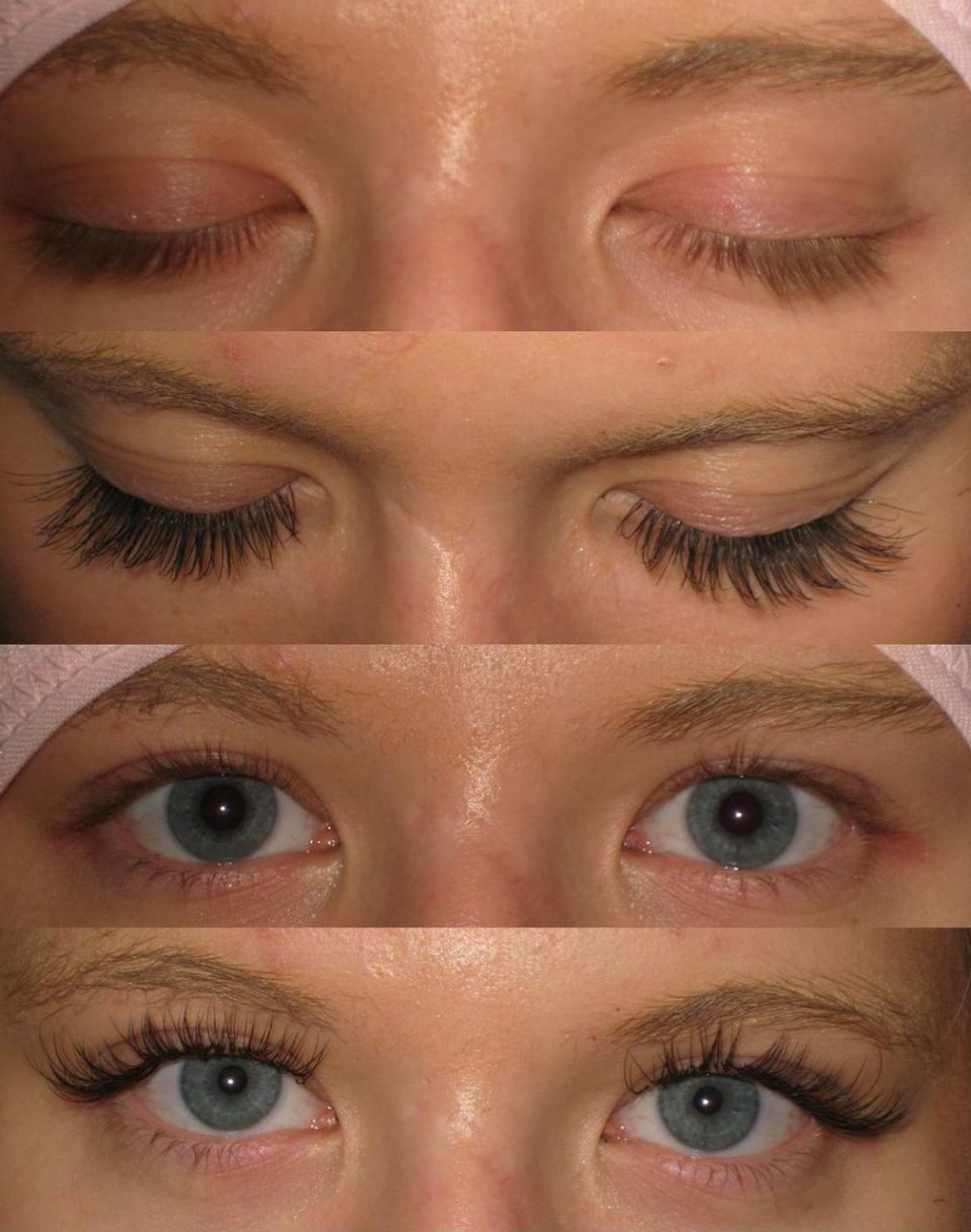 Наращивание ресниц до и после
