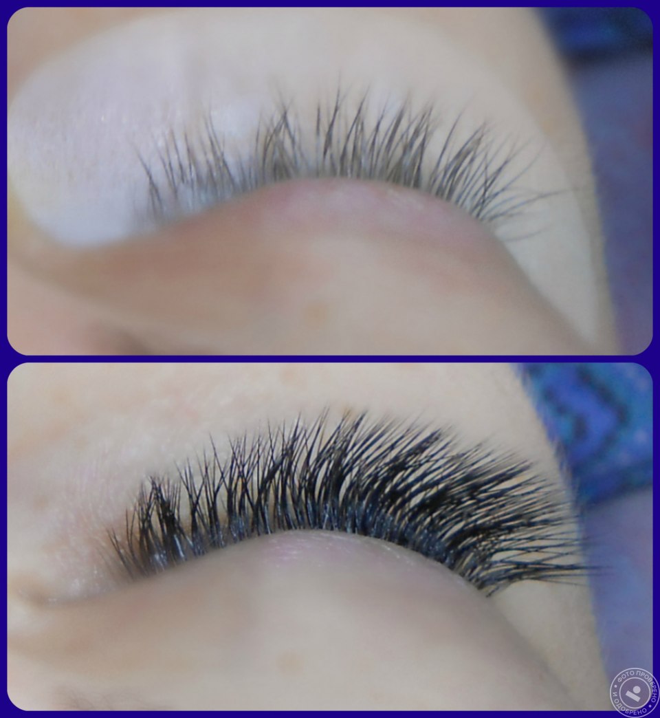 Нарощенные реснички до и после