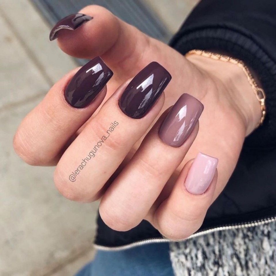 Осенний маникюр 2020 на квадратные ногти