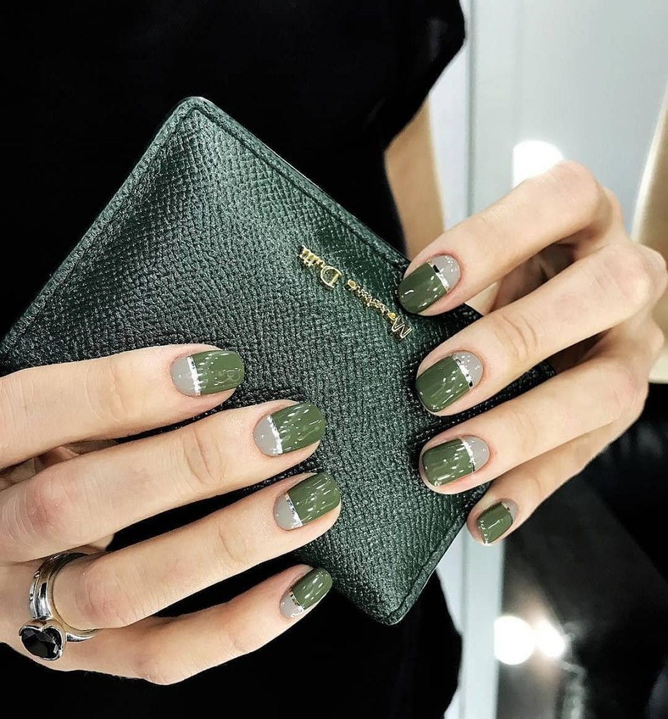 Маникюр болотного цвета