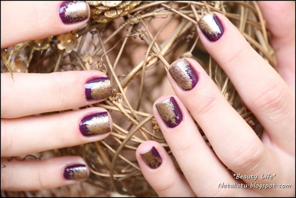 Фиолетовый маникюр с блест